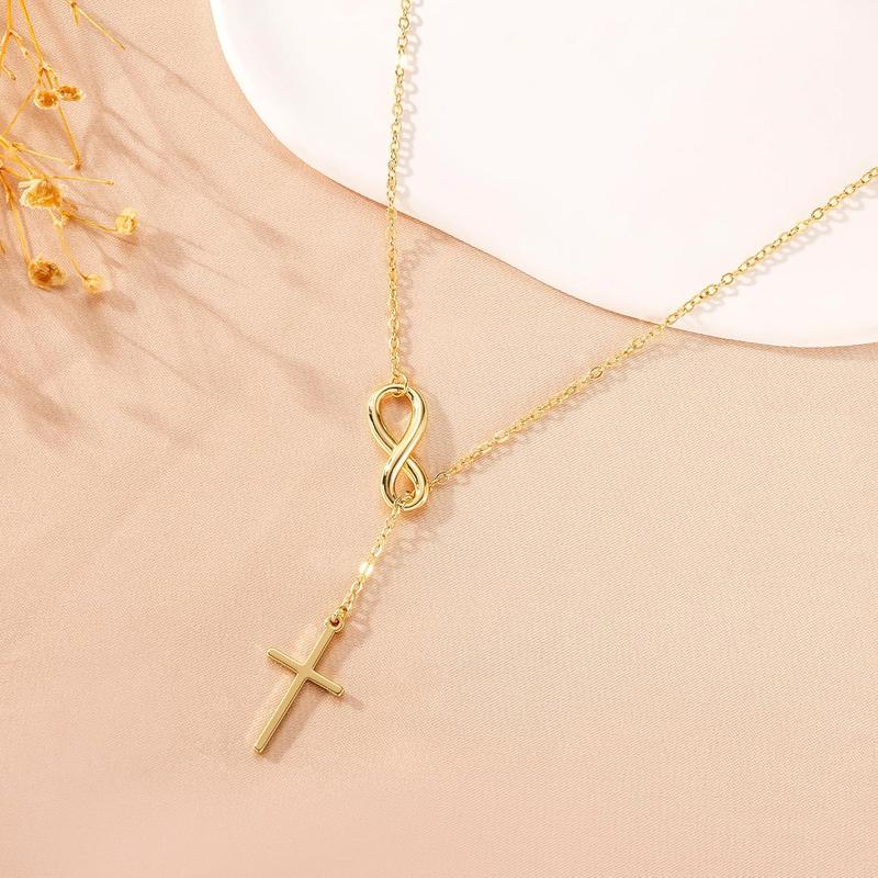 Infinity Cross Lariat Necklace