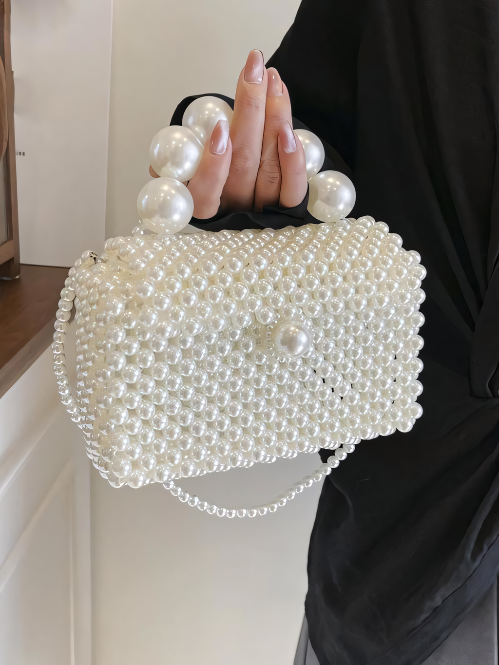 Handmade Pearl Beaded Clutch Bag