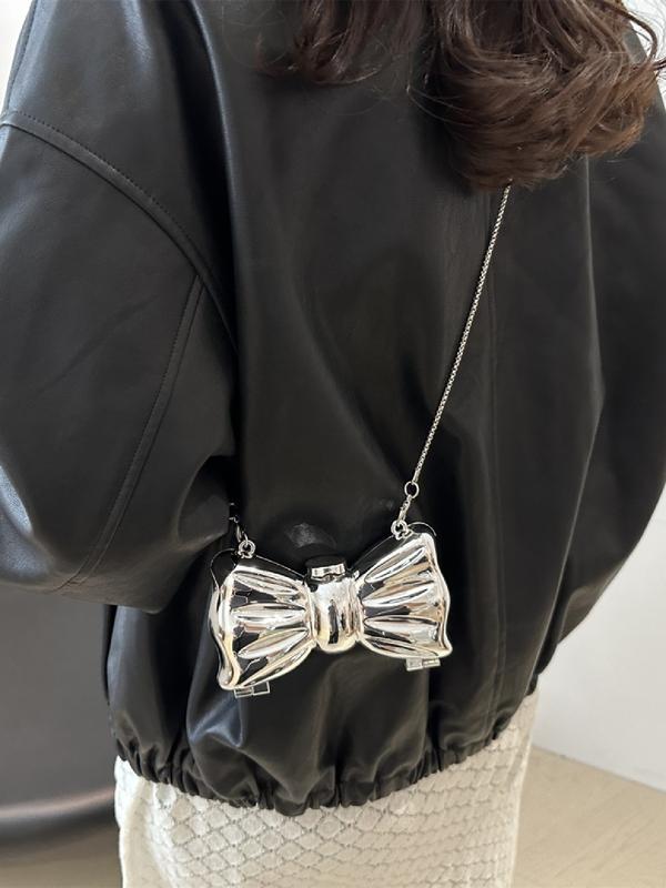 Metallic Bow Clutch Bag