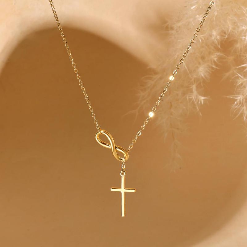 Infinity Cross Lariat Necklace