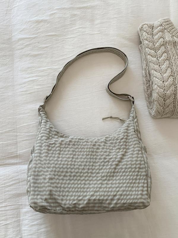Plaid Canvas Hobo Crossbody Bag