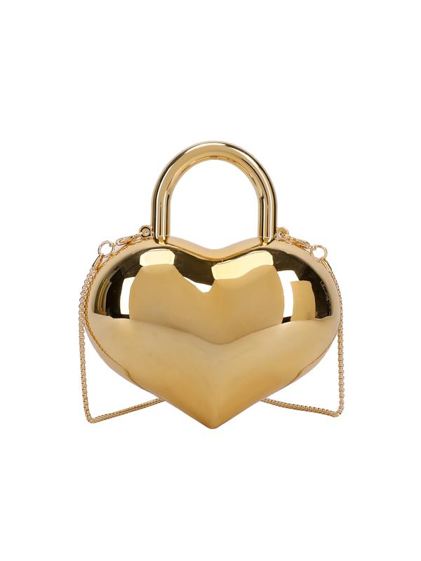 Metallic Heart Clutch Bag