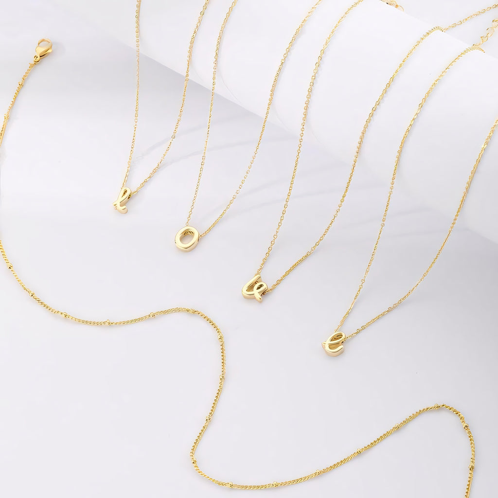 2pc 18k Dainty Initial Necklace