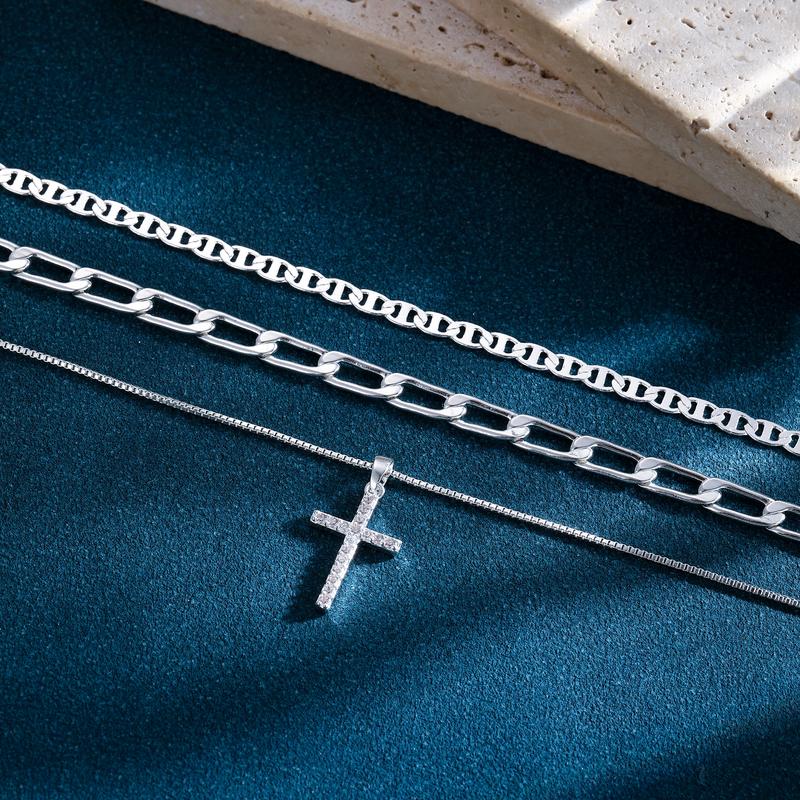 3pc 14k Layered Cross Necklace Stack
