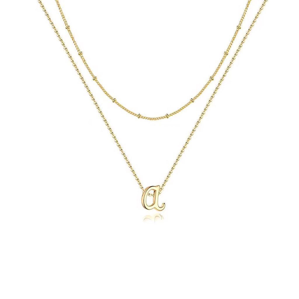 2pc 18k Dainty Initial Necklace
