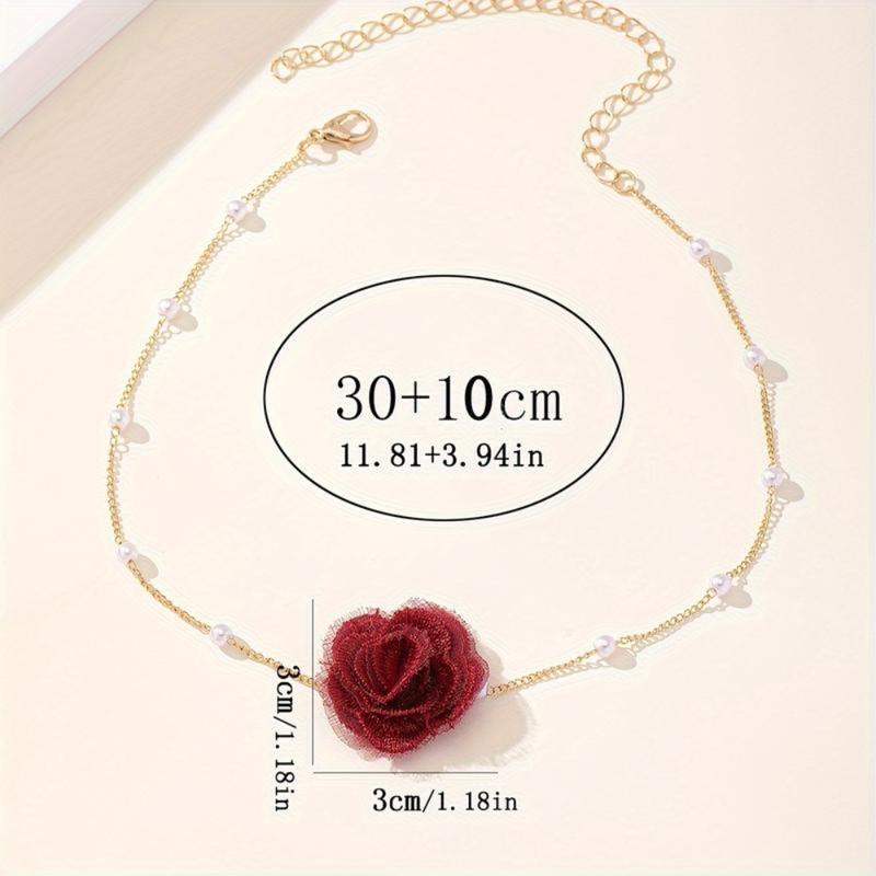 Rose & Pearl Choker Necklace