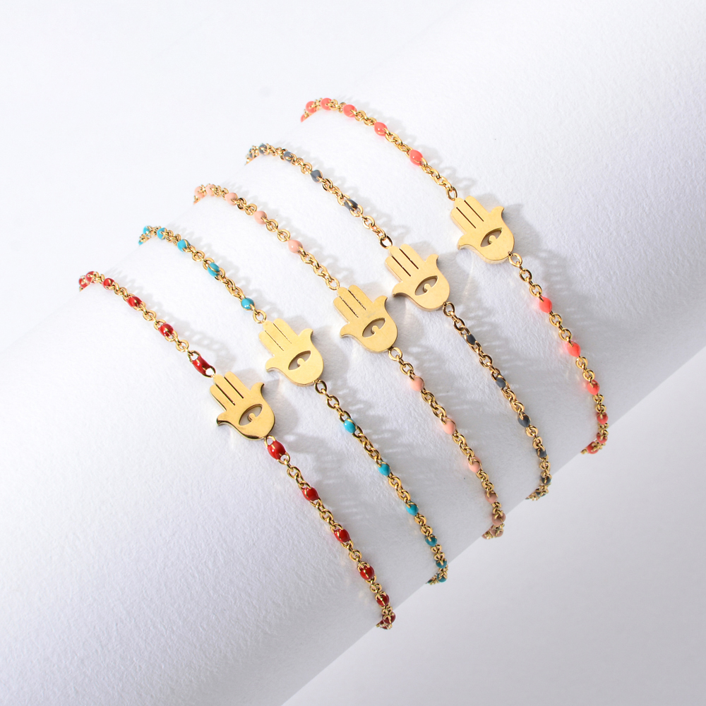 Dainty Boho Evil Eye Hand Bracelet