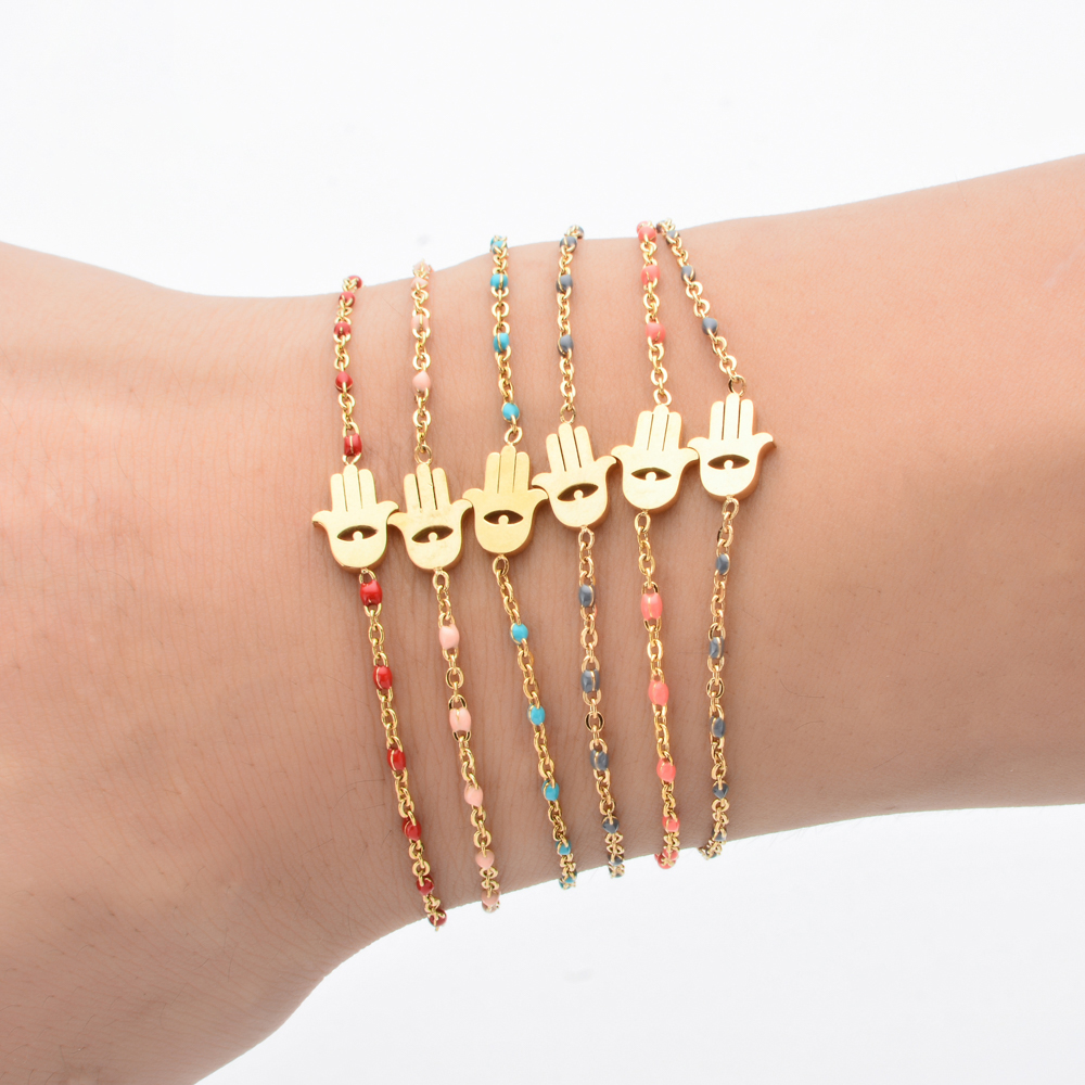 Dainty Boho Evil Eye Hand Bracelet