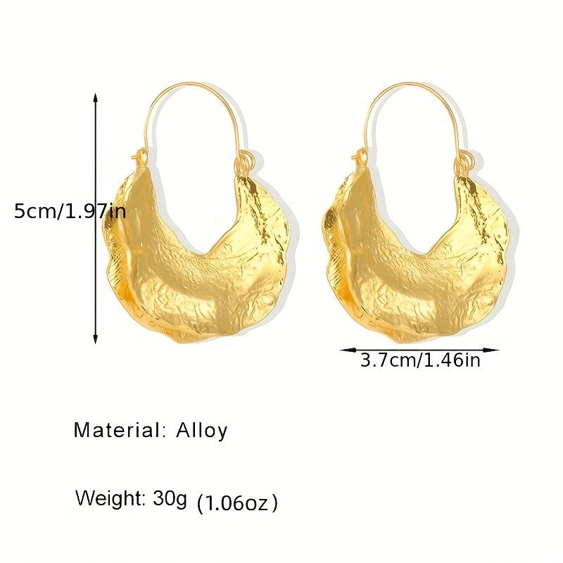 18k Textured Crescent Hoop Earrings