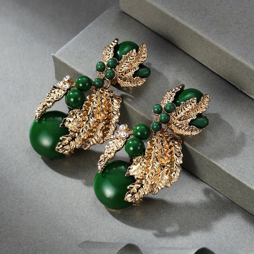 18k Vintage Leaf Drop Earrings