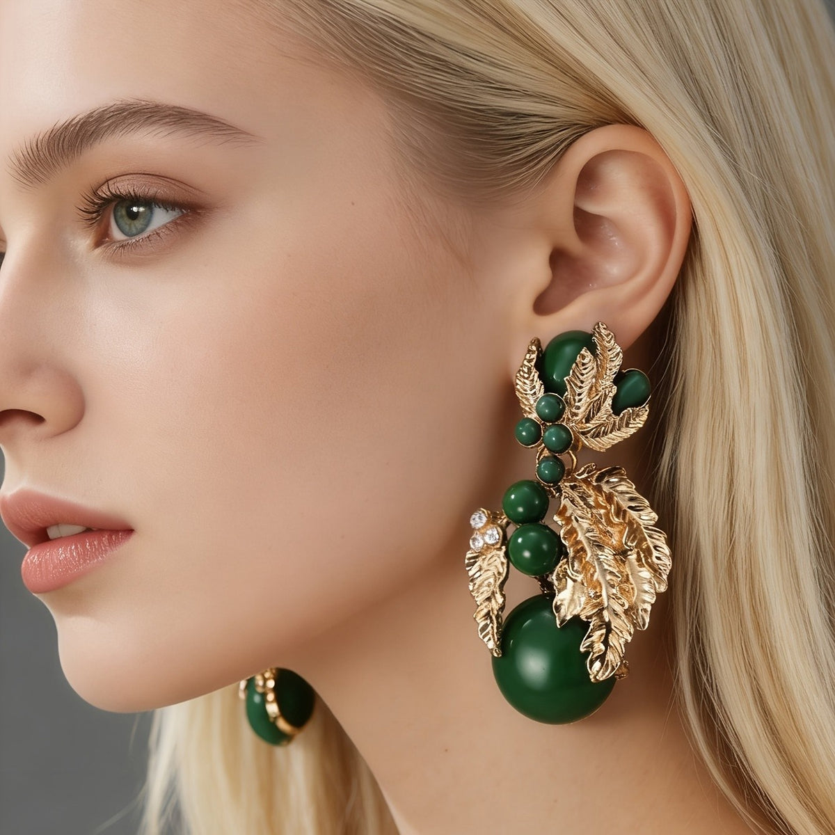 18k Vintage Leaf Drop Earrings