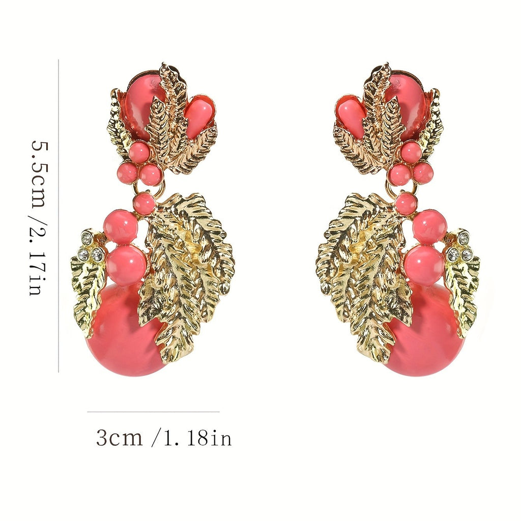 18k Vintage Leaf Drop Earrings