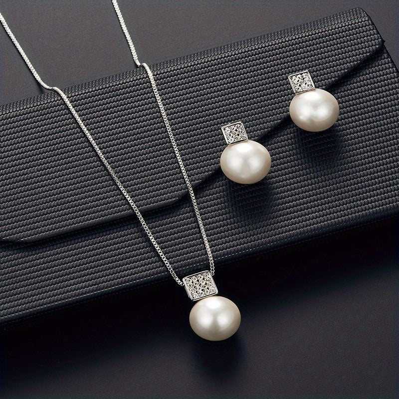 2PC Elegant Pearl Jewelry Set