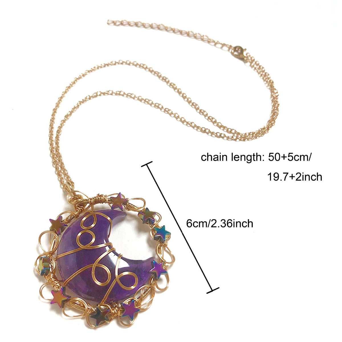Iridescent Moon Star Necklace
