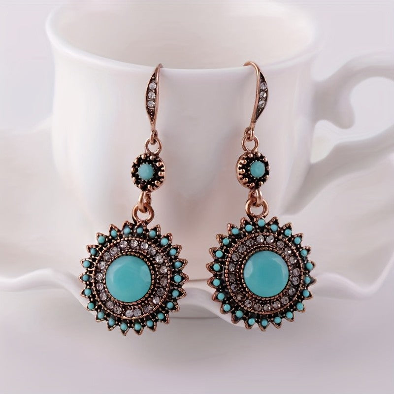 Vintage Turquoise Sunburst Earrings