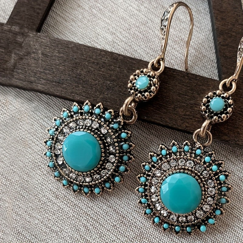 Vintage Turquoise Sunburst Earrings