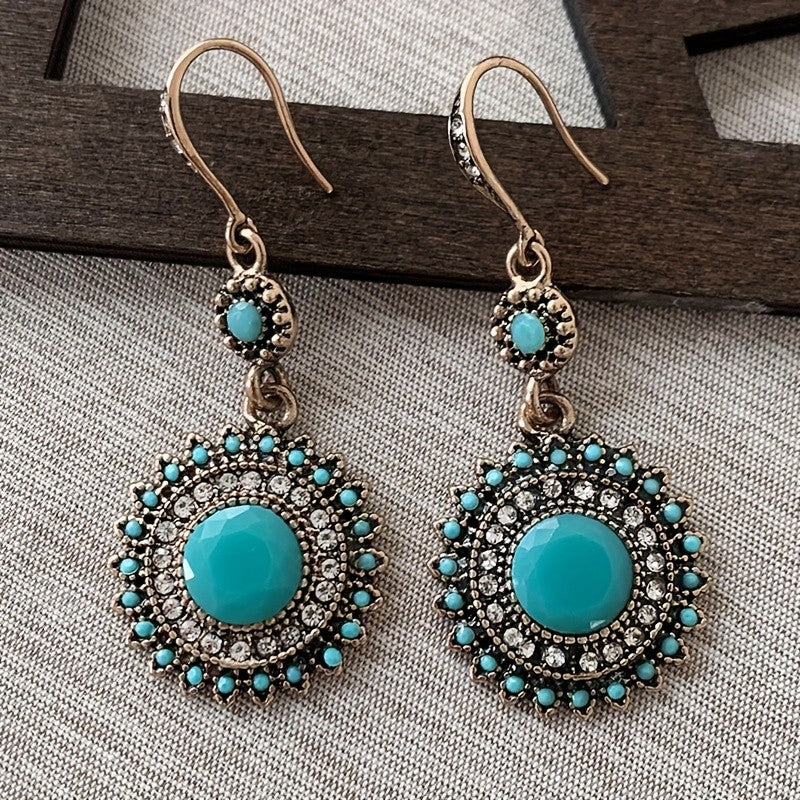Vintage Turquoise Sunburst Earrings