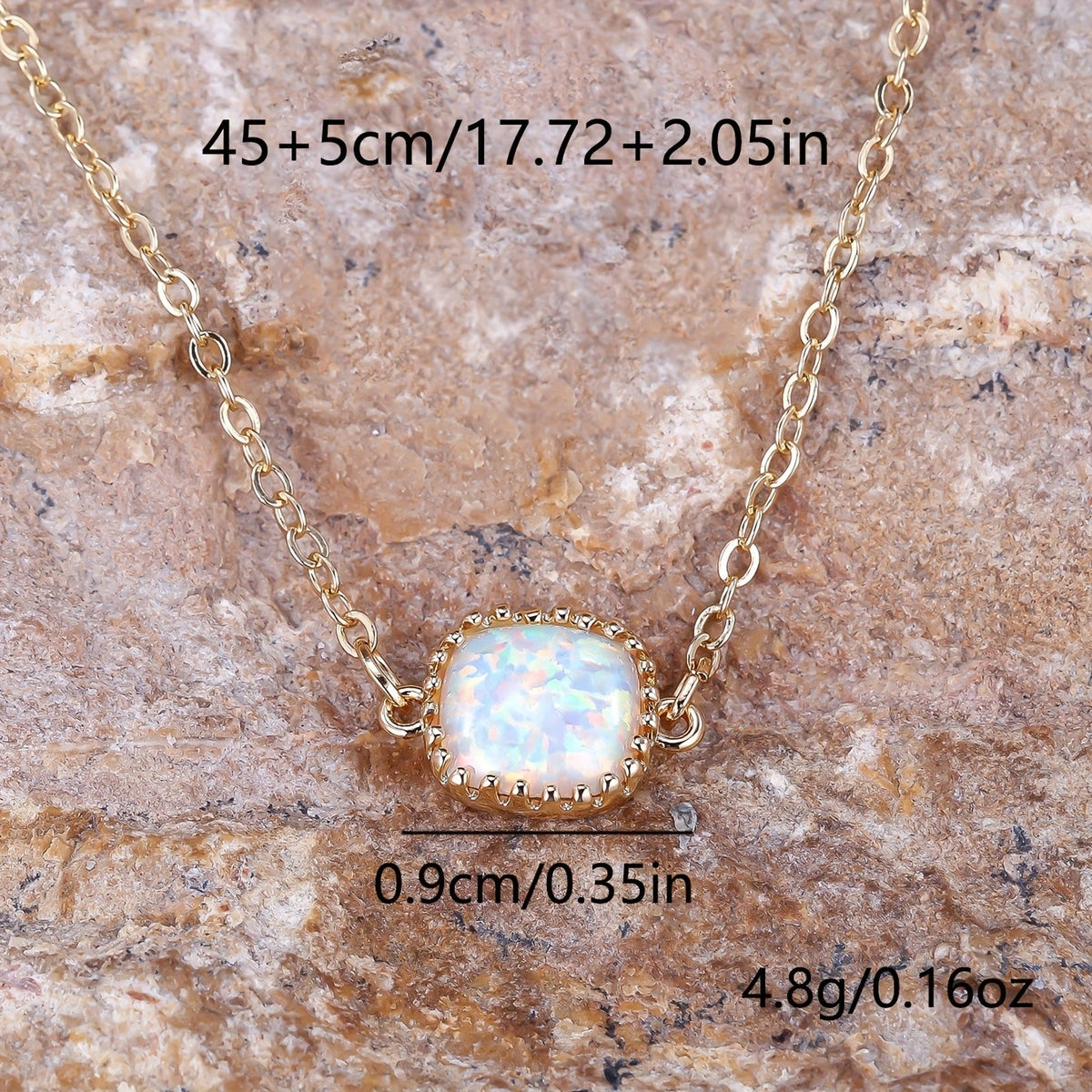 18k Iridescent Square Opal Necklace