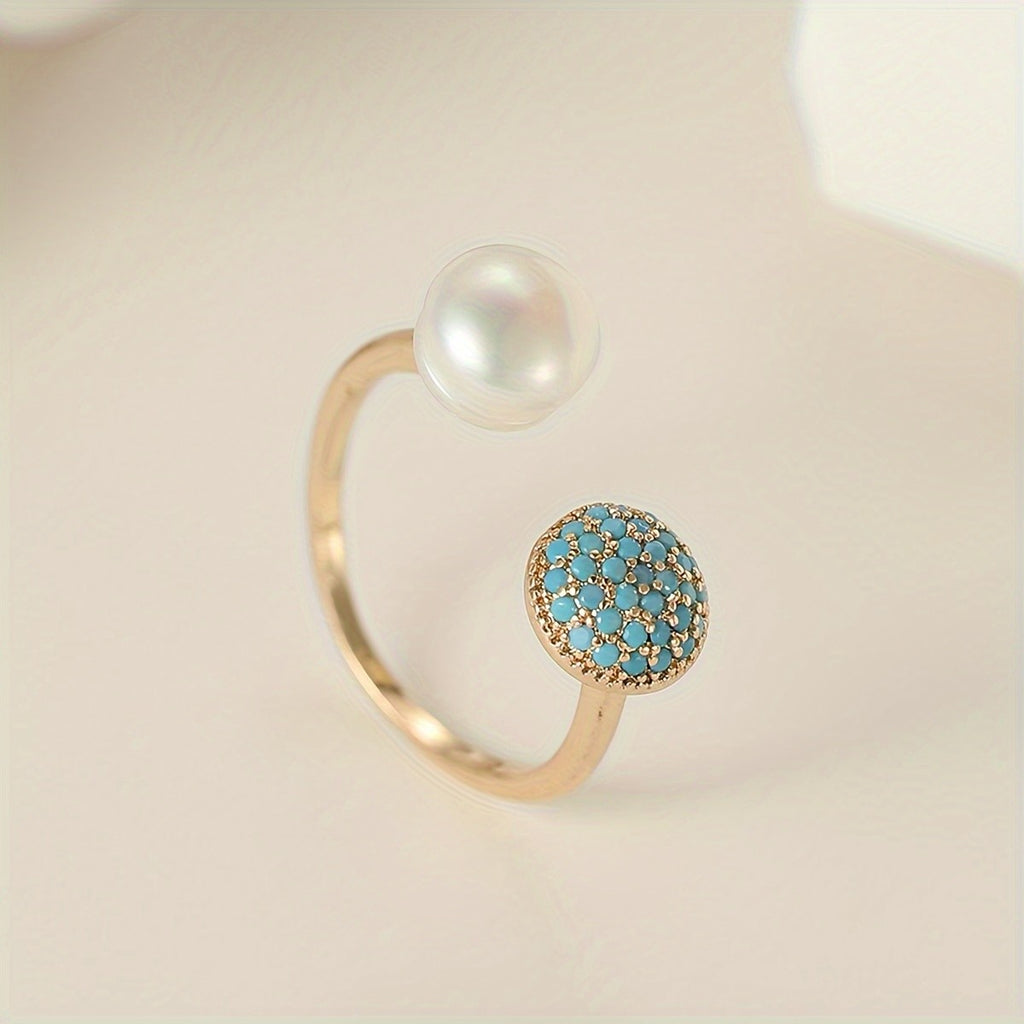 18k Boho Pearl Open Ring