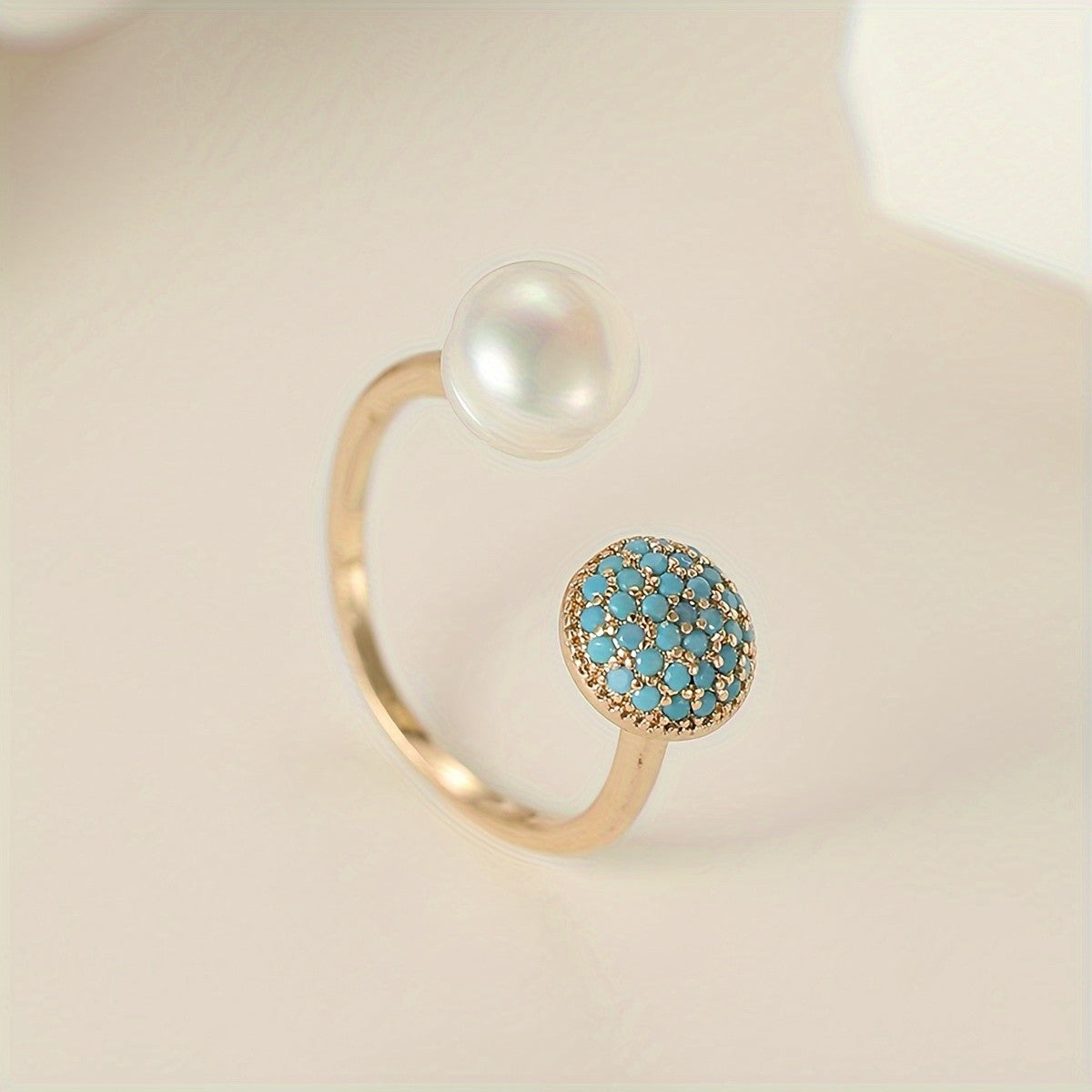 18k Boho Pearl Open Ring