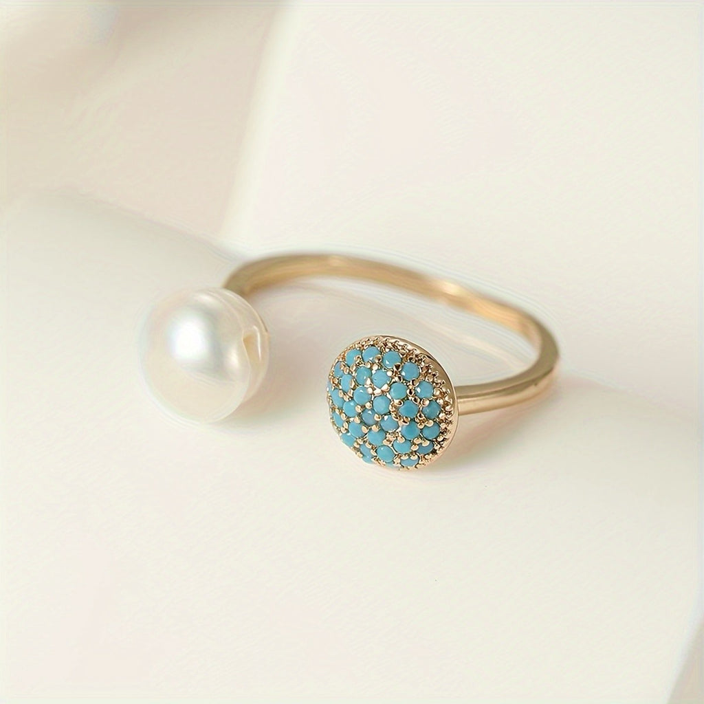 18k Boho Pearl Open Ring