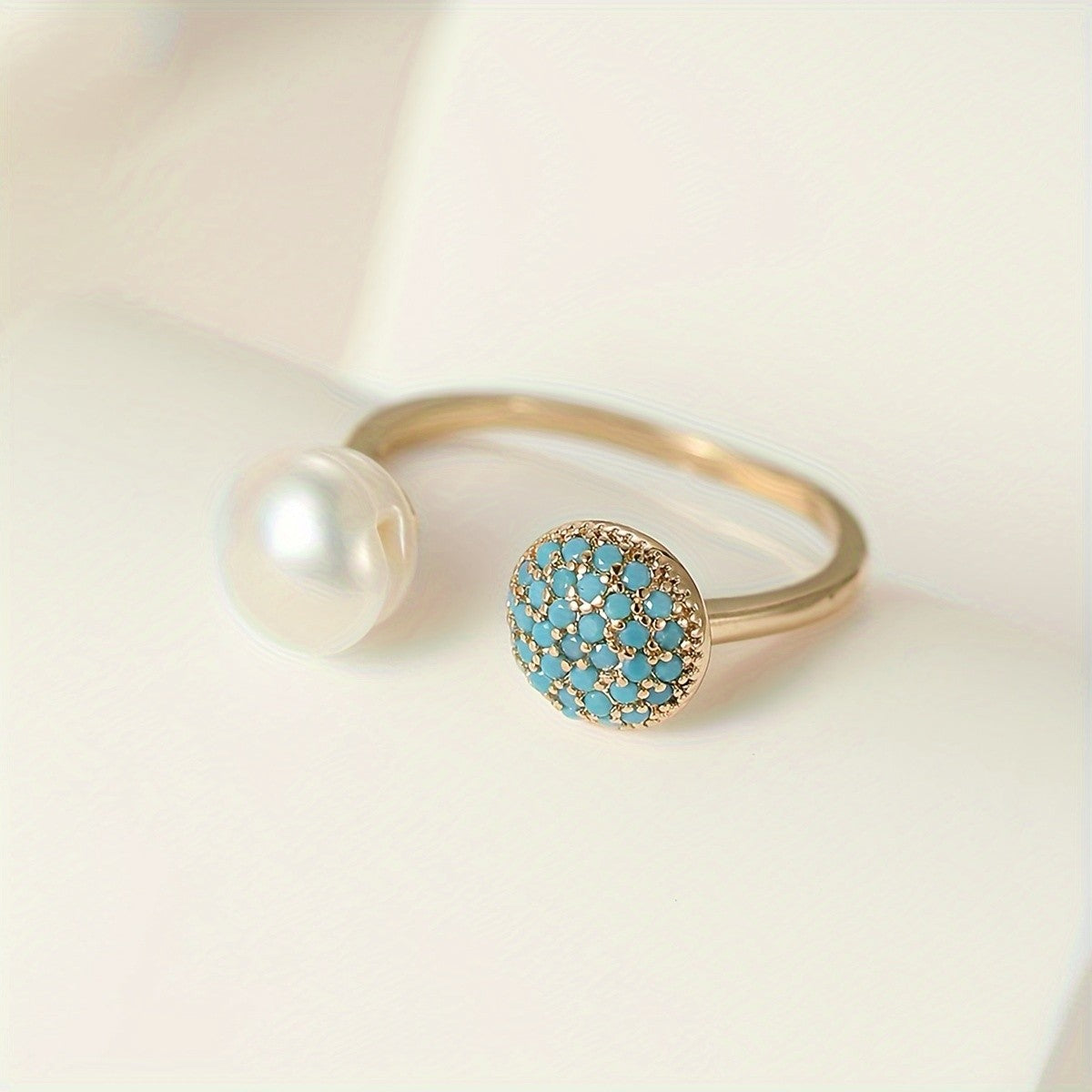 18k Boho Pearl Open Ring