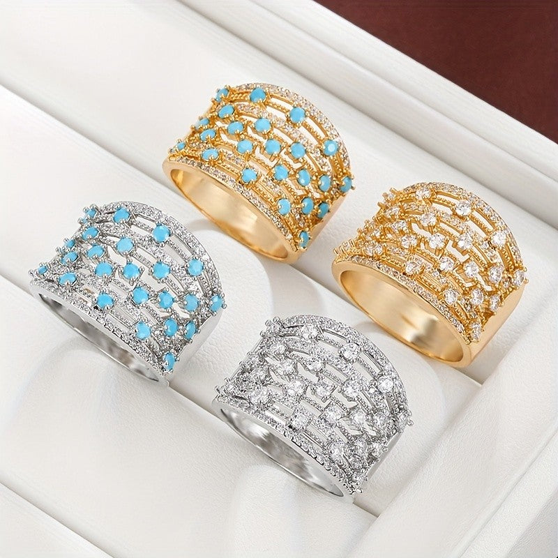 18k Geometric Zircon Ring