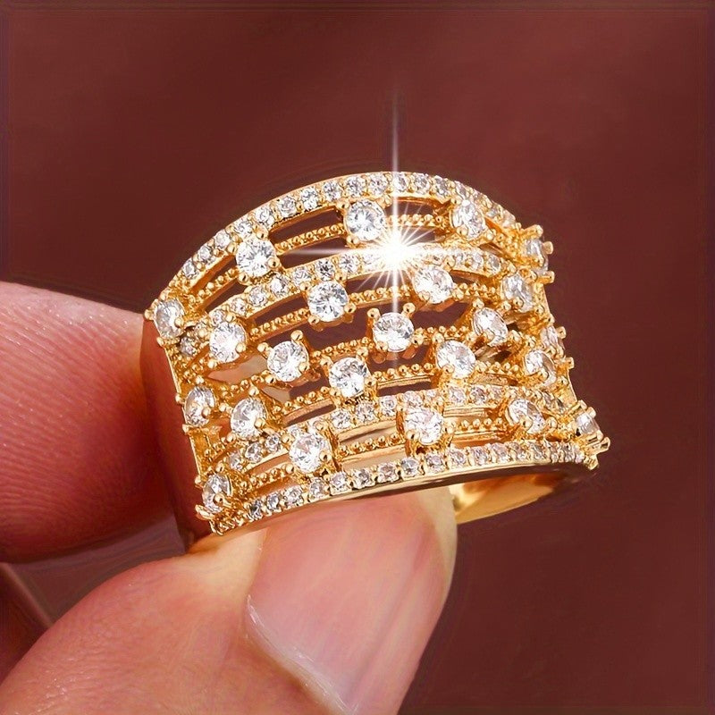 18k Geometric Zircon Ring