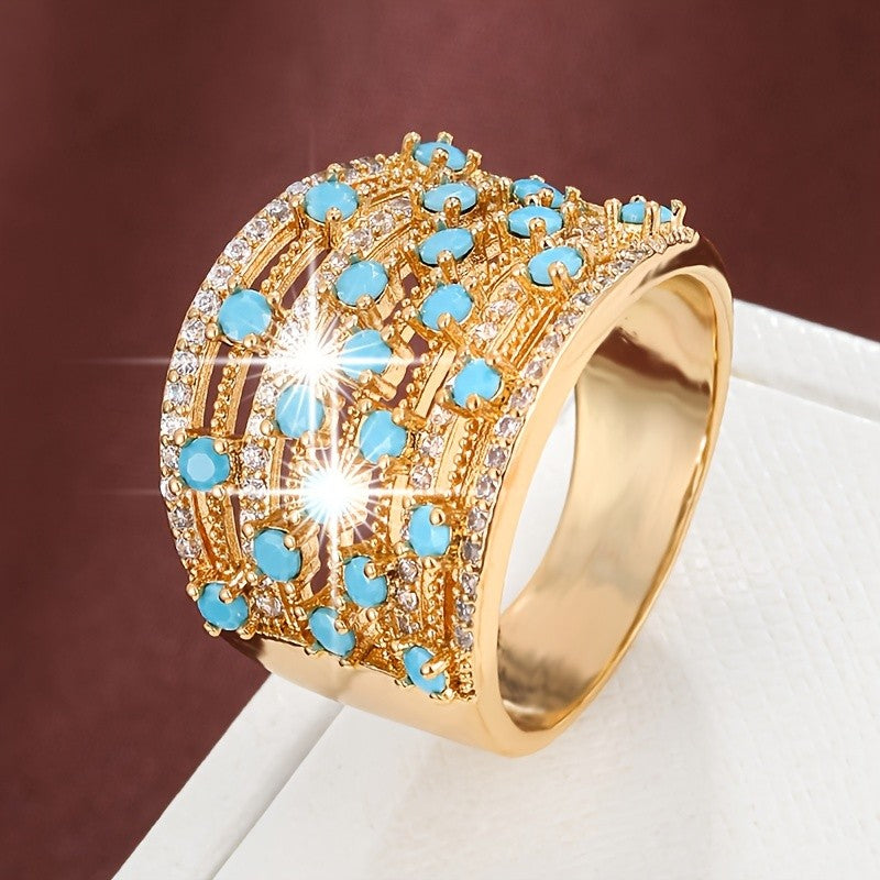 18k Geometric Zircon Ring