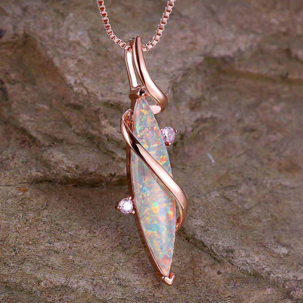18k Iridescent Opal Necklace