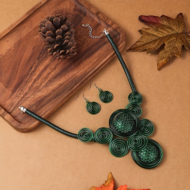 2PC Geometric Spiral Jewelry Set