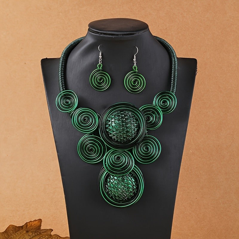 2PC Geometric Spiral Jewelry Set
