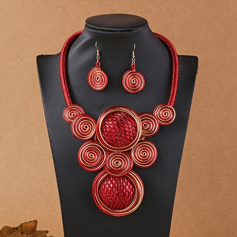 2PC Geometric Spiral Jewelry Set
