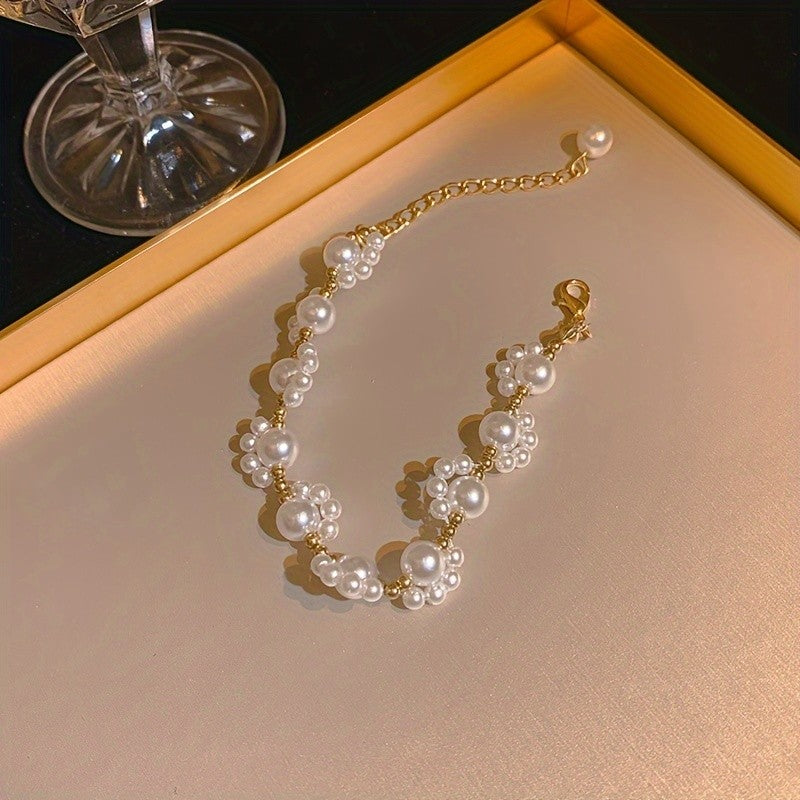 Dainty Pearl Cluster Bracelet