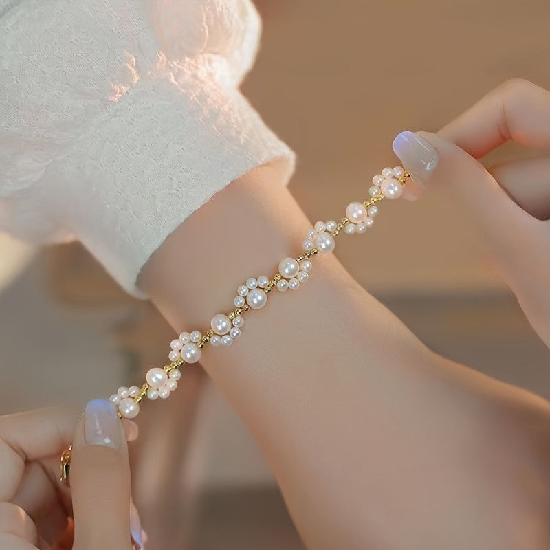 Dainty Pearl Cluster Bracelet