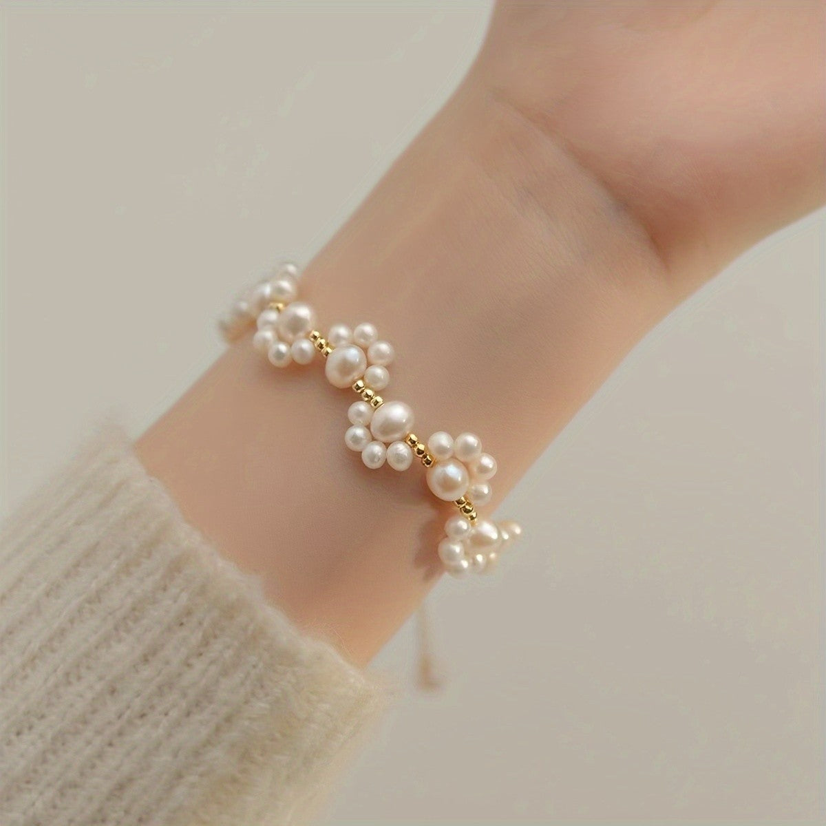 Dainty Pearl Cluster Bracelet