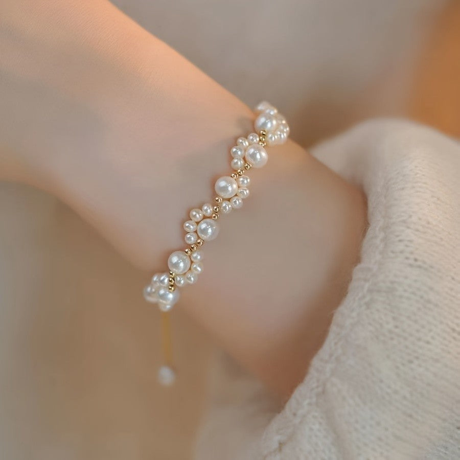 Dainty Pearl Cluster Bracelet