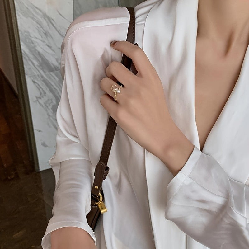 Dainty Pearl Tulip Ring