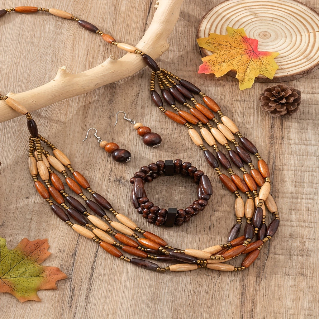 Boho Wood Jewelry Set
