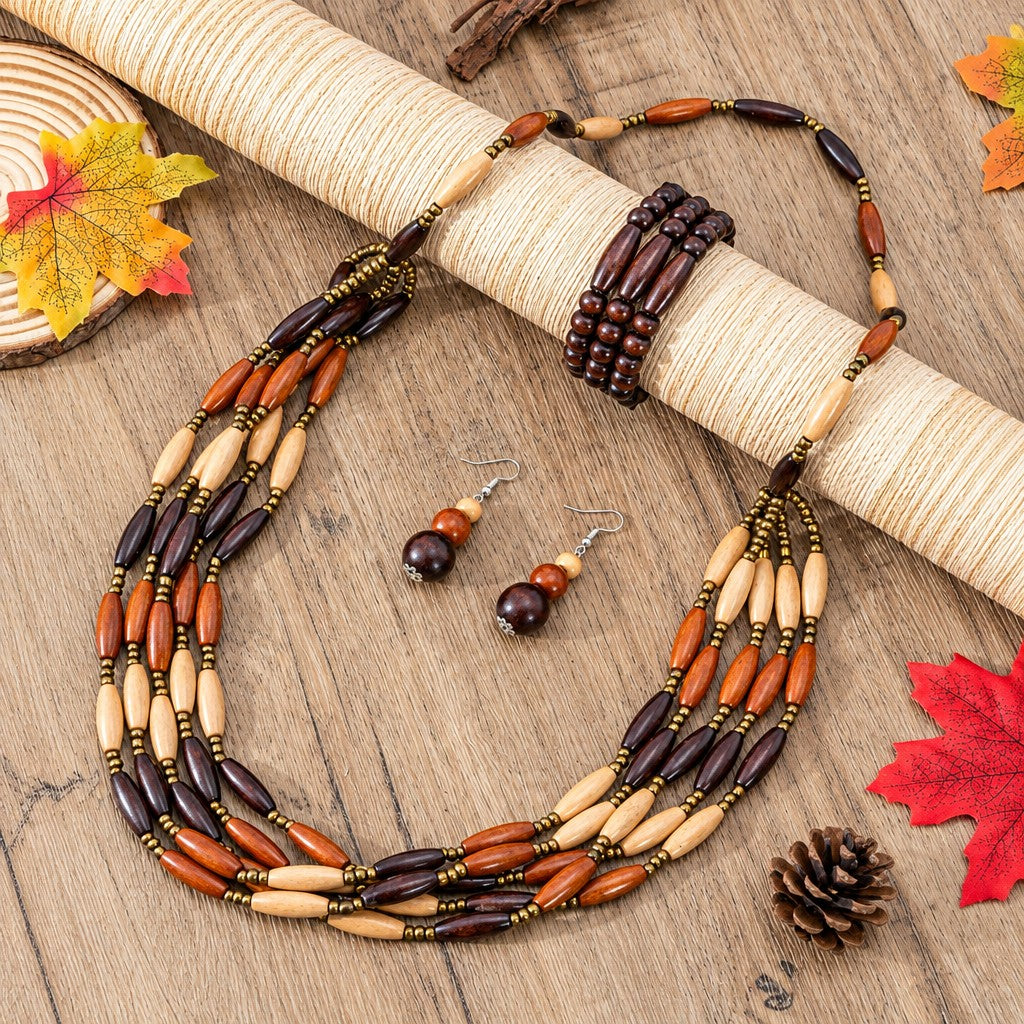 Boho Wood Jewelry Set