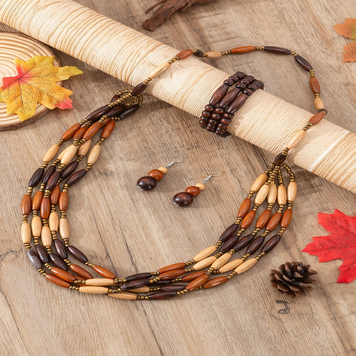 Boho Wood Jewelry Set