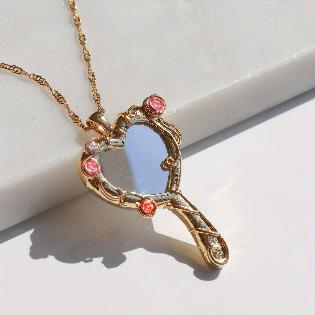 18k Vintage Heart Mirror Necklace