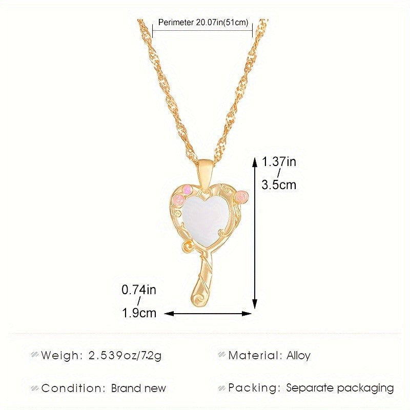 18k Vintage Heart Mirror Necklace