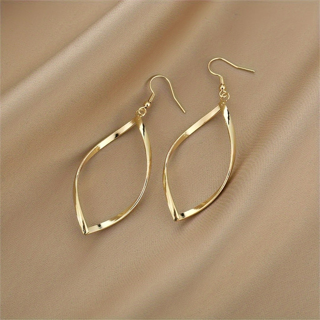 18k Elegant Leaf Drop Earrings
