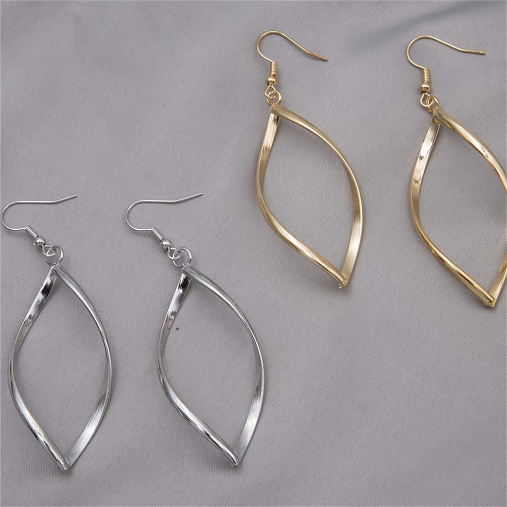 18k Elegant Leaf Drop Earrings