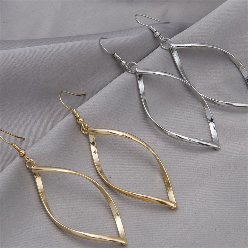 18k Elegant Leaf Drop Earrings