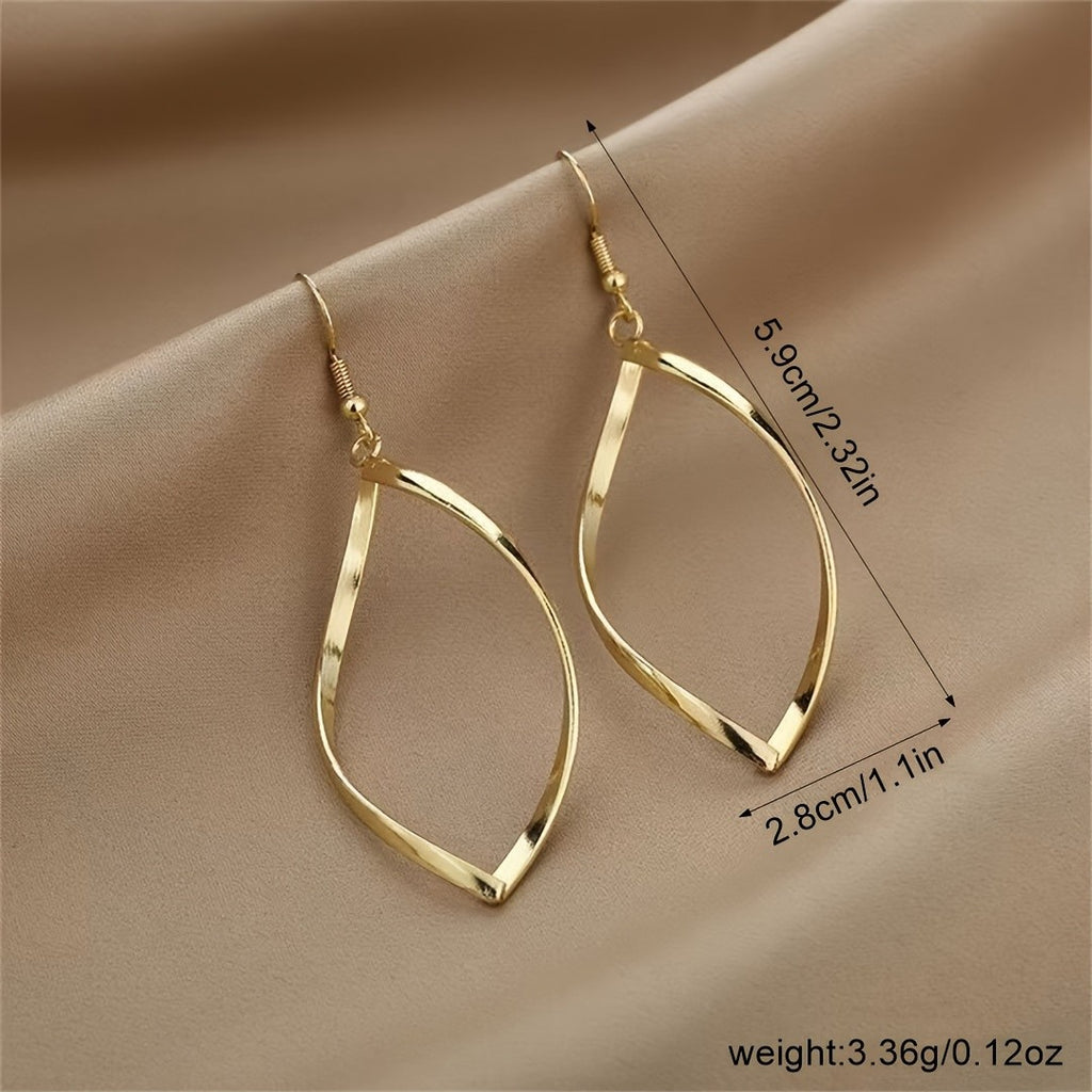 18k Elegant Leaf Drop Earrings