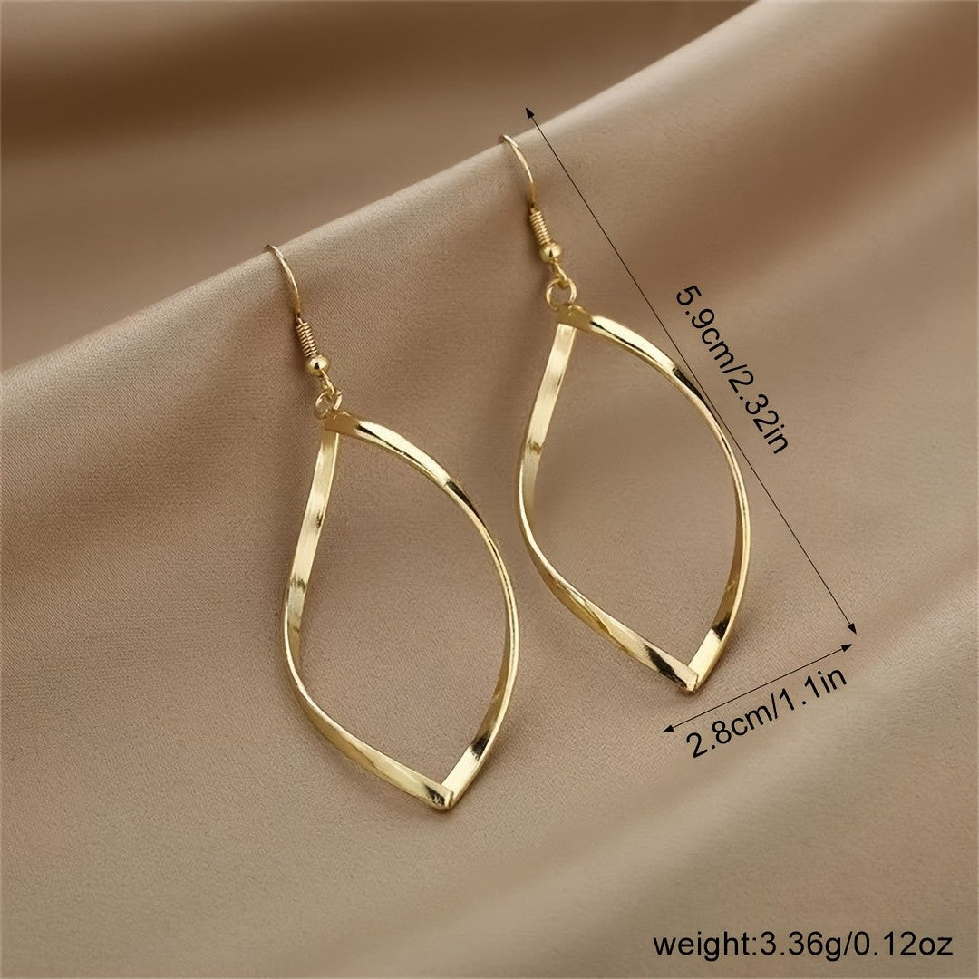 18k Elegant Leaf Drop Earrings