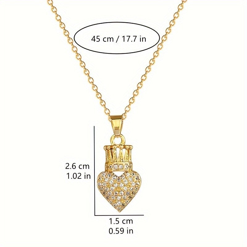 18k Elegant Crown Heart Necklace
