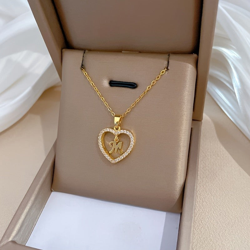 18k Initial Heart Necklace